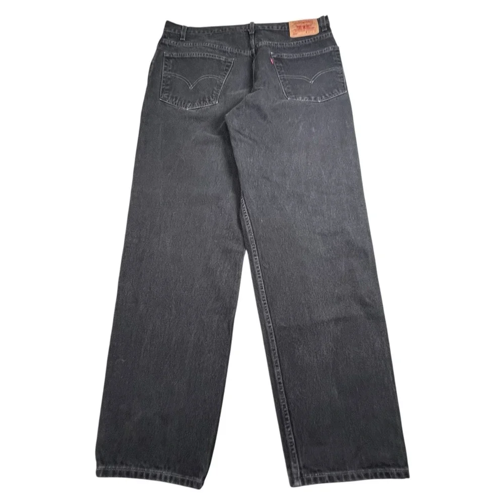 Vintage Levis 40X31 Faded Black 550 Relaxed Fit Straight Leg Jeans 1998